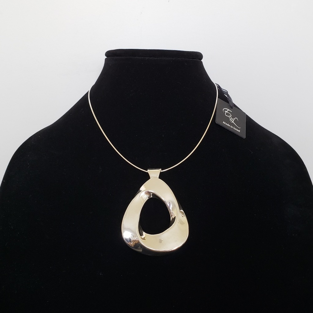 E&L Israel Sterling Silver Omega Chain Electroform Pendant Necklace - Picture 2 of 8